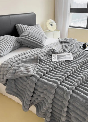 Thickened Striped Multifunctional Blanket for Bed, Nap, or Pet Use