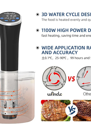 1100W Sous Vide Cooker with LCD Touch Display