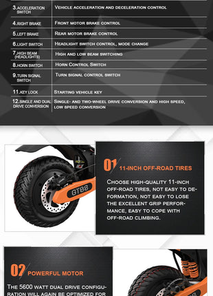5600W Dual Motor Electric Scooter with 46MPH Top Speed & Seat