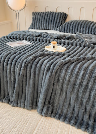 Thickened Striped Multifunctional Blanket for Bed, Nap, or Pet Use