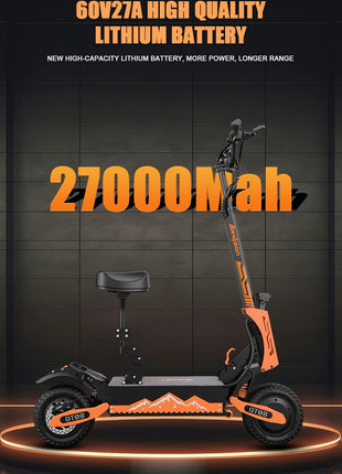 5600W Dual Motor Electric Scooter with 46MPH Top Speed & Seat