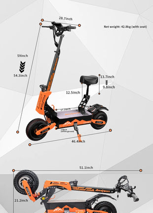 5600W Dual Motor Electric Scooter with 46MPH Top Speed & Seat