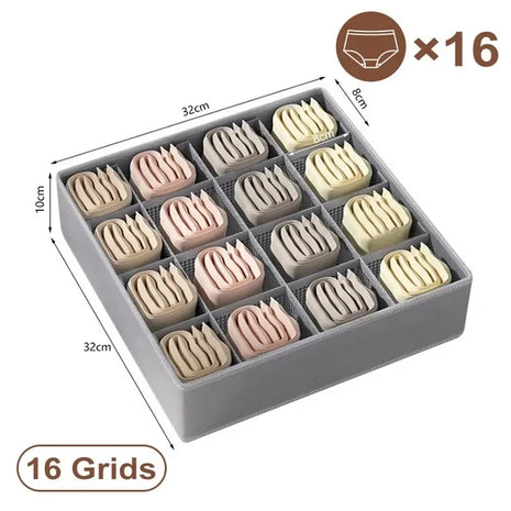 Foldable Underwear Organizer Storage Box - 24-Grid Bra, Panties, and Socks Drawer Separator for Bedroom & Wardrobe
