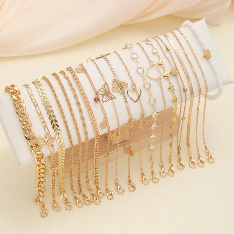 20-Piece Bohemian Twisted Snake Chain Anklet Set for Women