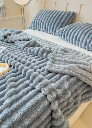 Thickened Striped Multifunctional Blanket for Bed, Nap, or Pet Use