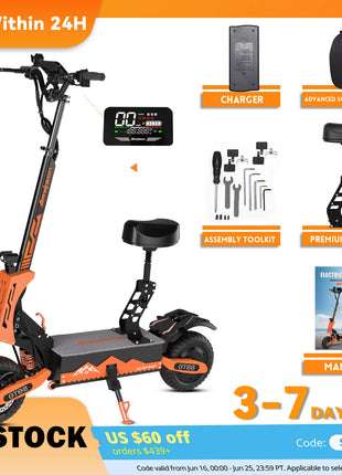 5600W Dual Motor Electric Scooter with 46MPH Top Speed & Seat