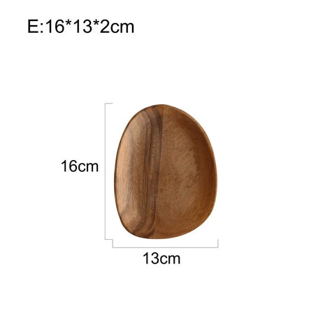 Solid Wood Irregular Oval Serving Tray - Wooden Dinner Plate & Decor