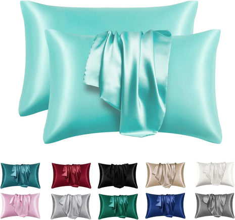 2-Pack Satin Silk Pillowcase Set - Coral Standard Size for Hair & Skin Health