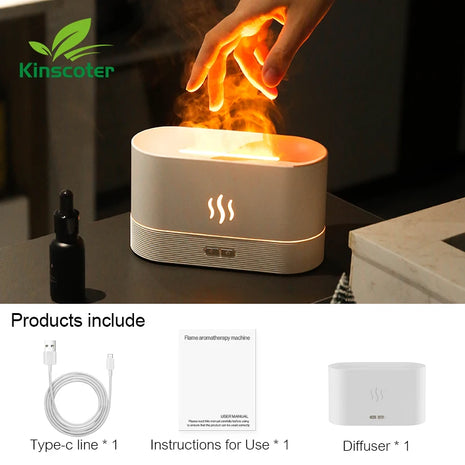 180ml Ultrasonic Aroma Diffuser with LED Flame Effect & Cool Mist