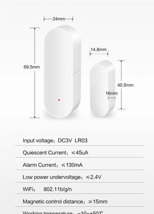 WiFi Smart Door Sensor with App Alerts & Alexa/Google Home Support