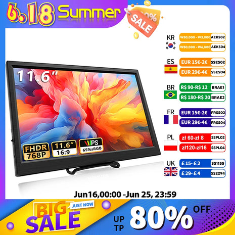 11.6-Inch Portable IPS Monitor with HDMI and Type-C