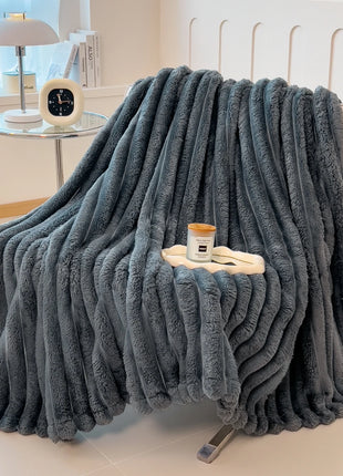 Thickened Striped Multifunctional Blanket for Bed, Nap, or Pet Use