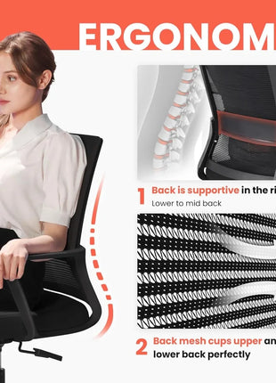 Ergonomic Mesh Office Chair with Adjustable Height and Lumbar Support
