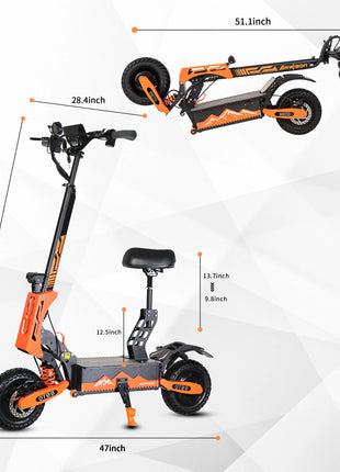 5600W Dual Motor Electric Scooter with 46MPH Top Speed & Seat