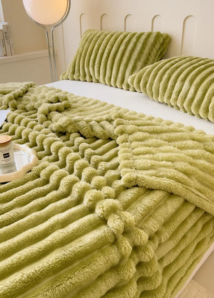 Thickened Striped Multifunctional Blanket for Bed, Nap, or Pet Use